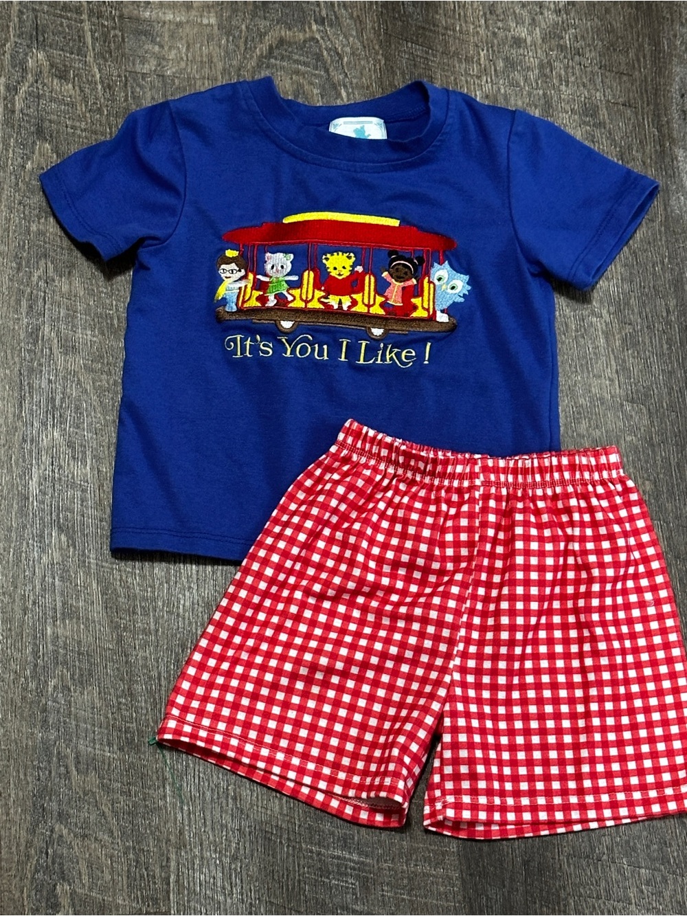 Smocked By Chic Daniel Tiger Trolley Embroidered Toddler Baby Outfit 12-18 Mo